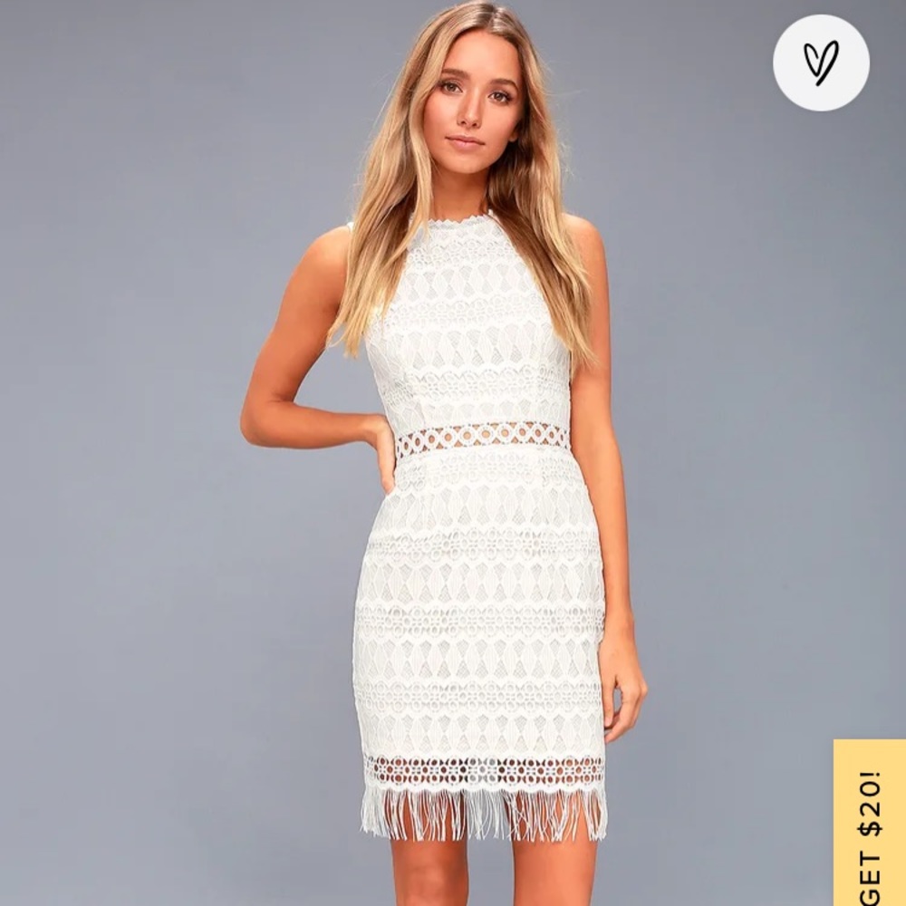 Kenna White Crochet Lace Sleeveless Bodycon Dress